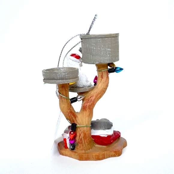 Cat Tower Christmas Tree Ornament 3 Gray & White Sleeping Colored Bulb Tiered - Picture 3 of 13